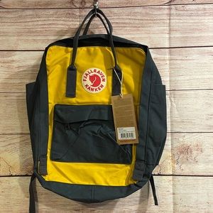 Fjallraven kanken navy and warm yellow backpack